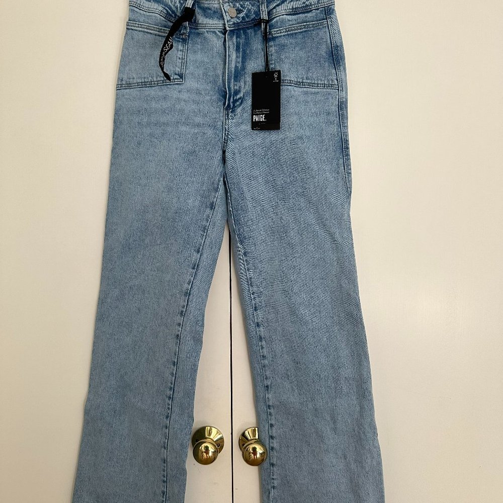 NWT PAIGE Size 27 Leenah 32" w/ Angled Patch Pockets + Blind Stitch